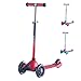 FAYDUDU Monopattino Bambino Monopattino 3 Ruote con Ruote Illuminate a LED Monopattini per Bambini da 2 - 5 Anni, Regolabile Altezza (Rosso)