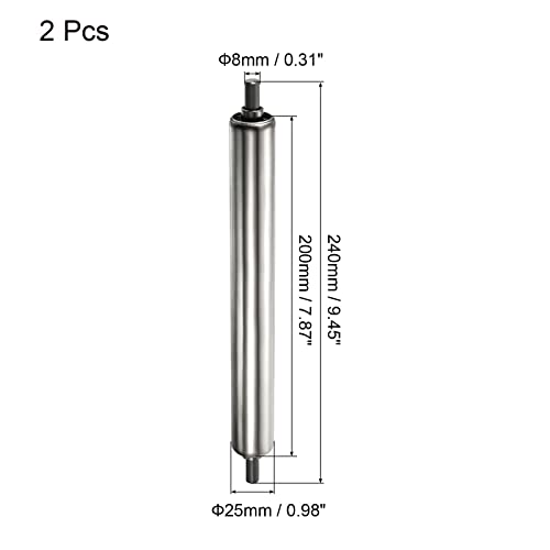PATIKIL 2Pack Förderer Rollen 1\ Durchmesser 8\ Edelstahl Schwerkraft Übertragung Ersatz Teil Verzinkt Ende Silber