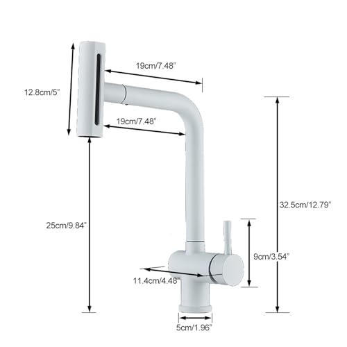 Robinet de cuisine extractible blanc mitigeur évier pivotant design - 4
