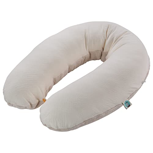 sei Design Funda para cojín de lactancia, 190 x 30 cm, muselina + peluche