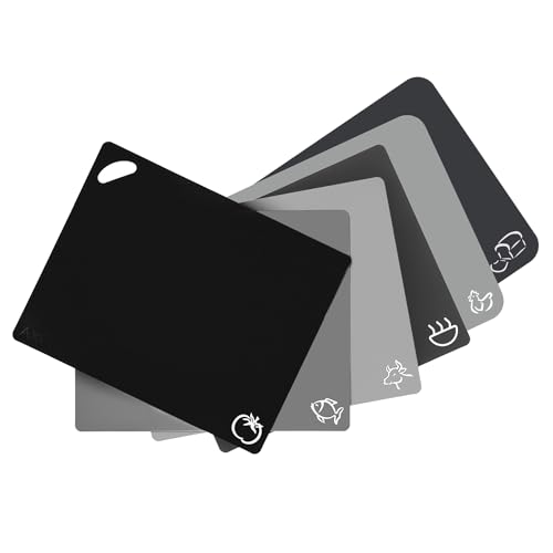 Axer Kunststoff Schneidebrett Set - 6x Küchen Schneidebrett Kunststoff Groß - Flexible Schneidebretter Spülmaschinenfest - Cutting Board Set - Frühstücksbrettchen Spülmaschinenfest