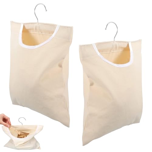 VireEyU Pack De 2 Bolsas Para Pinzas De Ropa - 28 X 32 Cm, Con Percha Y Gancho Para Colgar, Organizador Reutilizable Para Baño Y Vestidor - Para Pinzas, Calcetines, Ropa Interior