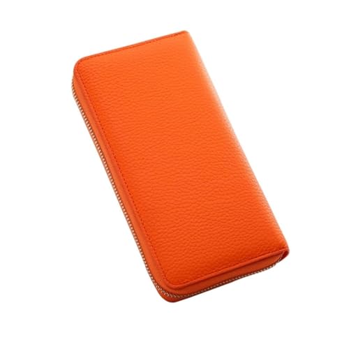 Women's Handbags Genuine Leather Wallets Money Organisers Coin Purses Card Cases Long Money Clips (Orange)