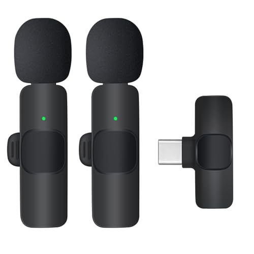 LOGIS.ARGEN, J.O.L Microfone de lapela sem fio Wirecast K9 Microfone de lapela dupla - versátil para Android, entrada tipo C - ideal para podcast, transmissão, karaokê, discurso, chamadas de