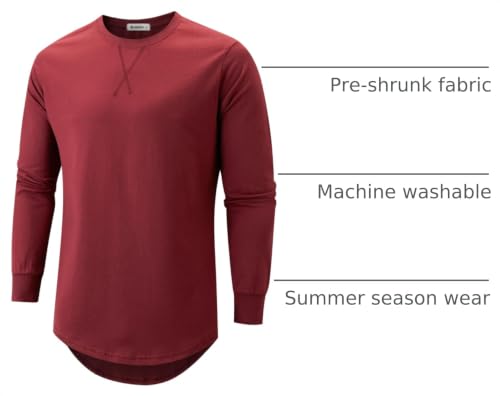 Image of KLIEGOU Men's 100% Cotton Longline T-Shirt, Pre-Shrunk Soft