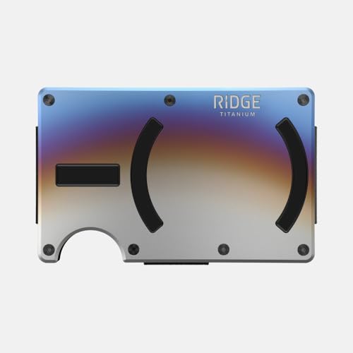 Image of Ridge Wallets for Men Compatible with Magsafe - Slim Minimalist Compact Wallet and Card Holder, RFID Protected Front Pocket Wallets for Men with Integrated Cash Strap (Burnt Titanium)