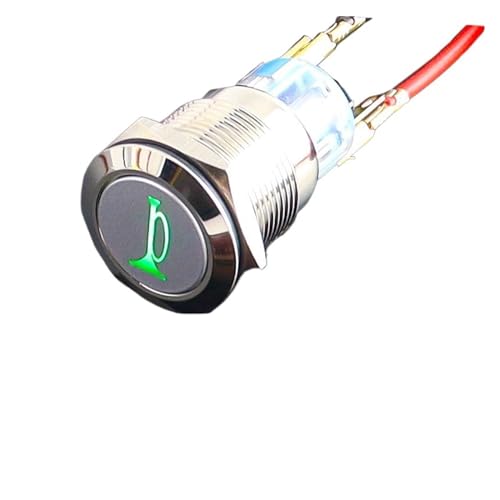 Interrupteur poussoir momentané 19mm ZS19F avec voyant vert 12V