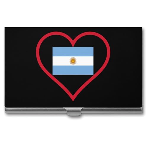 I Love Argentina Red Heart Business Card Holder Slim Credit Case Pocket Name Case Wallet for Men Women