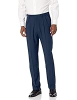 Haggar Men's Premium Comfort Classic Fit Pleat Expandable Waist Pant, Blue, 42W x 32L