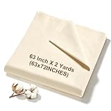 100% Cotton Muslin Fabric, 63 Inch X 2 Yards (72 Inches) Unbleached Muslin Linen Fabric by the Yard, Premium Medium Weight Muslin Cloth Fabric for Sewing, Embroidery, Crafts, & Apparel Projects