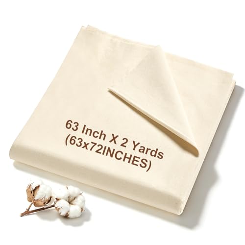 100% Cotton Muslin Fabric 63 Inch X 2 Yards (72 Inches) Unbleached Muslin Linen Fabric by The Yard Premium Medium Weight Muslin Cloth Fabric for Sewing Embroidery Crafts & Apparel Projects