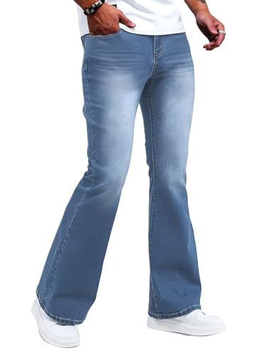 Image of Ben Martin Men's Bell Bottom Jeans || Bootcut Denim Pants || Wide Leg Flared Jeans for Men || High Waist Stretchable Retro Fit || Cotton Jeans for College Casual (1)