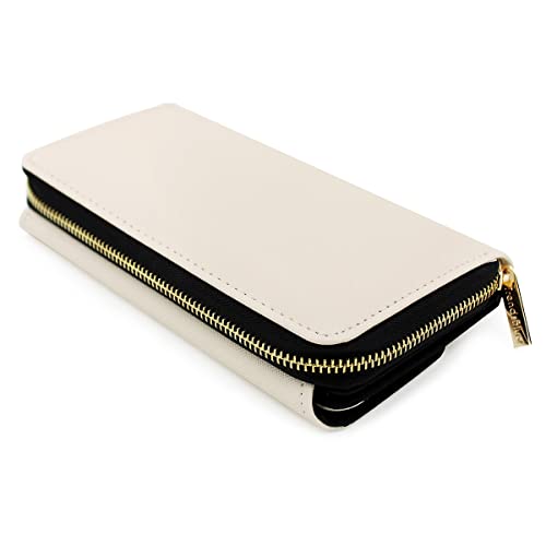 Premium Saffiano Vegan PU Leather Flap Wallet Zip Around Clutch Phone Organizer3