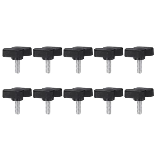 sourcing map 10pcs Tee Wing Knobs Thumb Screws M5 x 16mm Male Thread 27mm Plastic Head T Knobs Adjustable Handles Hand Clamping Knobs Grip Thumbscrew, Black