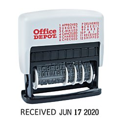 Office Depot Brand Self-Inking 12-in-1 Micro Message Dater, Black