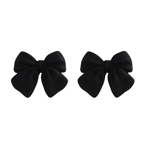 Artist Bow Tie Ribbon Stud Earrings for Women Black Daily Bow Earring Jewelry (1 Pair Black)