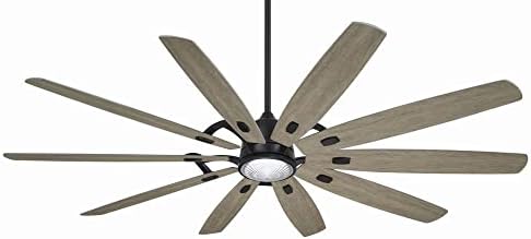 Minka Aire F865L-CL/SG Barn H2O 84" Outdoor Ceiling Fan with LED Lights and Remote Control, Coal