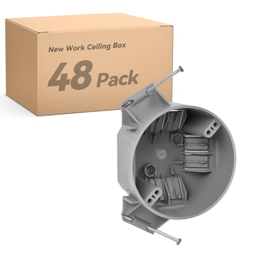 Togalonn 20 Cubic Inch New Work Ceiling Electrical Box, Ceiling Light Box for New Construction, PVC, UL Listed, 48 Pack