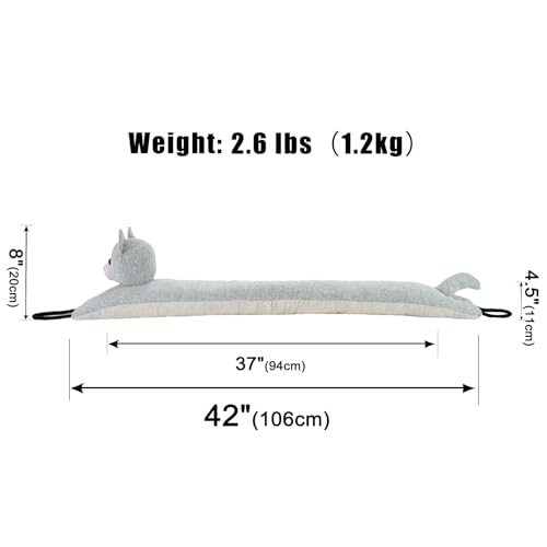 Image of Marwood Under Door Draft Stopper Decorative Wind Stopper 42 inch for Door & Window, Weighted Animal Air Draft Stopper Snake Noise Blocker for Bottom of Door with Hanging Loops - Grey Cat