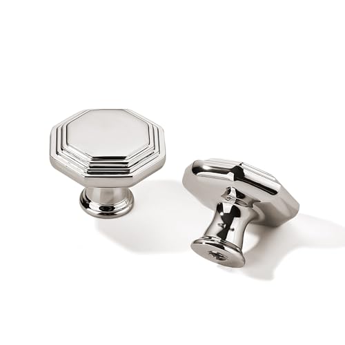 khtumeware 10 Pack 1-1/4 Inch Polished Nickel Cabinet Knobs Heavy Duty Solid Cabinet Hardware for Cupboard Drawer Pulls Dresser Handle