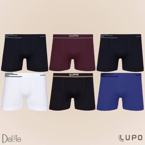 Kit Com 6 Cuecas Boxer Lupo Microfribra Sem Costura Adulto Box Masculina 436