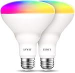 LVWIT Wi-Fi Smart Light Bulb Alexa, BR30 Smart LED, Work with Google Assistant, Smart Life App, Tuya App, 60W Equivalent, RGB Color Changing Light Bulbs (8.5W), No Hub Required, 2-Pack