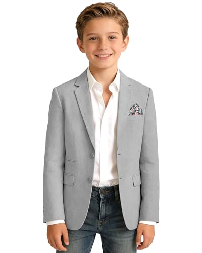 Image of Bofan Linen Boys Blazer Formal Suit Jackets for Boy Outwear Jacket & Coats for Kids Boys' Fashion Summer Wedding Outfit