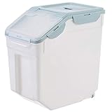 □ MULTIFUNZIONE STORAGE CONTAINER - Il distributore di riso trasparente, che consente di tenere traccia della quantità di riso.Ha buone antipolvere e anti-clutter effetti, e può essere posizionato con il riso, farina, cereali integrali e chicchi di caffè, alimenti animali domestici e così via.E 'resistente, e una necessità per la vostra cucina.design delle ruote, facile da spostare.
