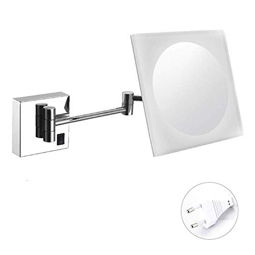 Schminkspiegel Acryl-Wandspiegel Schminkspiegel Rasierspiegel LED-beleuchteter Badezimmerspiegel mit verstellbarem, ausziehbarem, quadratischem