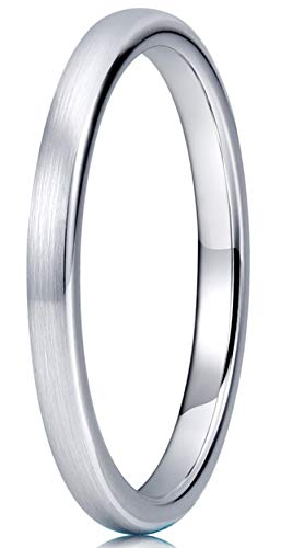 THREE KEYS JEWELRY Womens Tungsten Carbide Unisex Brushed Silver Wedding Bands Rings for Women 2mm Comfort Fit Vintage Size 4.5