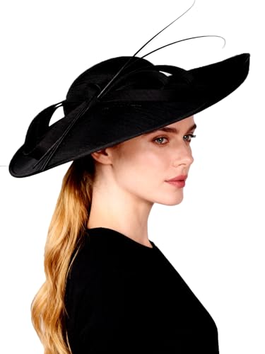 Sombrero Fedora con Ala Ancha para Mujer Negro miniatura 2