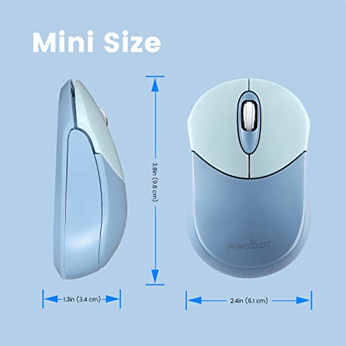 Image of Perixx PERIMICE-802BL Wireless Bluetooth Mouse - Portable Design - Compatible with Windows, iOS, and Android PC, Laptop, Tablet, and Smartphone - Blue (12142) (Pack of 2)