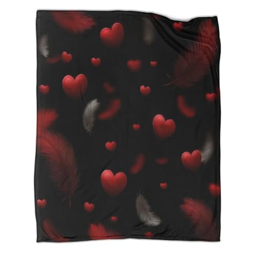 Couverture microfibre cœurs rouges pour chambre étudiant colocation - 3