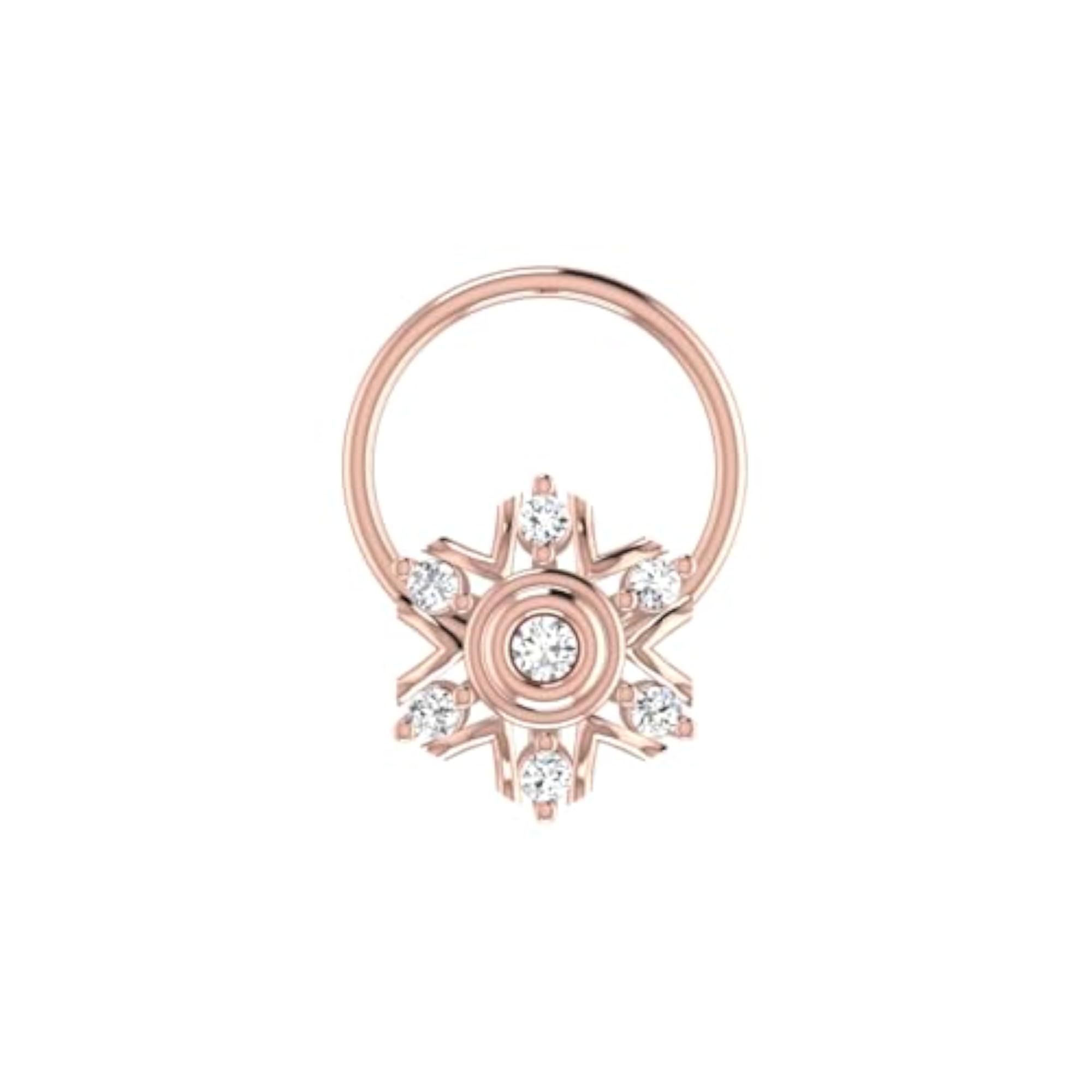 Women's 14Kt Rose Gold Stud Nosering, Chic