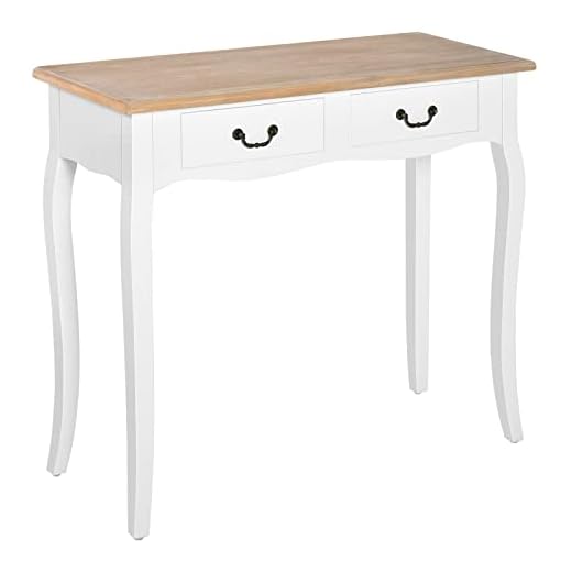 HOMCOM Mesa de Consola Mesa Auxiliar con 2 Cajones Diseño de Retro para Entrada Pasillo Sala de Estar Dormitorio Pino 87x34x78,5 cm Blanco