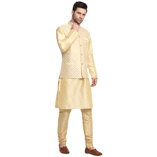 Silk Kurta Churidar with Embroided Zari Nehru Jacket Set, Ethnic Traditional Wear3