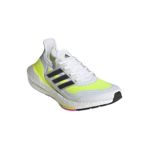 Adidas Ultraboost 21 Running Shoe, White/Black/Solar Yellow, 4 Us Unisex Big Kid #TOP1