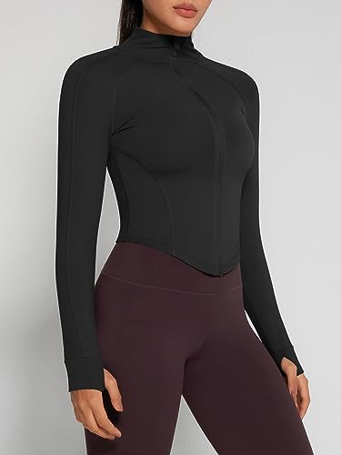 Image of GYM RAINBOW Womens Snatched Workout Jackets Lightweight Zip Up Slim Fit Gym Track Athletic Jackets with Thumb Holes
