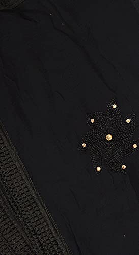 Image of YOUTHQUAKE Flower Embroidered Diamond Work Chiffon Dupatta for Womens & Girls With 4 Side Lace