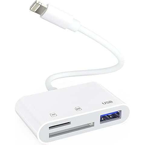 Lightning to SD Card Reader for iPhone,USB Camera Adapter 3 in 1 USB Female OTG Adapter Compatible SD/TF Card, Memory Card Reader Portable USB 3.0 Adapter,Sd Card Adapter Cover