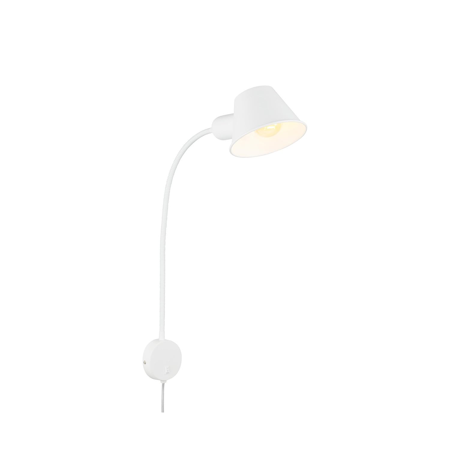 BRILONER - Lampe de lit flexible, lampe de lit réglable, interrupteur à bascule, 1x E27 douille max. 10 Watt, câble inclus, blanc, 55 cm