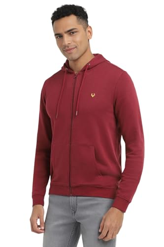 Image of Allen Solly Men's Hooded Neck Sweatshirt | 60% Cotton | Regular Fit | Full Seelves | Front Open Sweatshirt