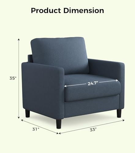 Image of Welzona Sofa Accent Chair, 33 inch Reading Chair, Comfy Teddy Arm Chairs