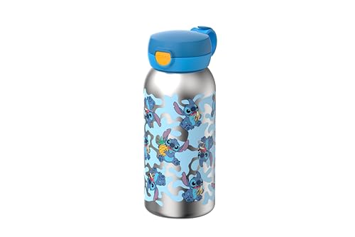Mepal - Edelstahl Trinkflasche mit Klappdeckel Campus - Deckel springt per Knopfdruck auf - Trinkflasche Kinder Kohlensäure Geeignet - Auslaufsicher - Hygienedeckel - 600 ml - Stitch