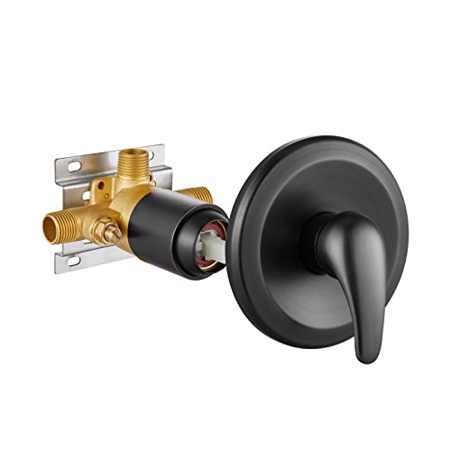 Cinwiny Oil Rubbed Bronze Single Function Pressure Balancing Shower Valve Trim Wall Mount Single Handle Rough- In Valve Male Thread Shower Mixer Valve With Cartridge #TOP10