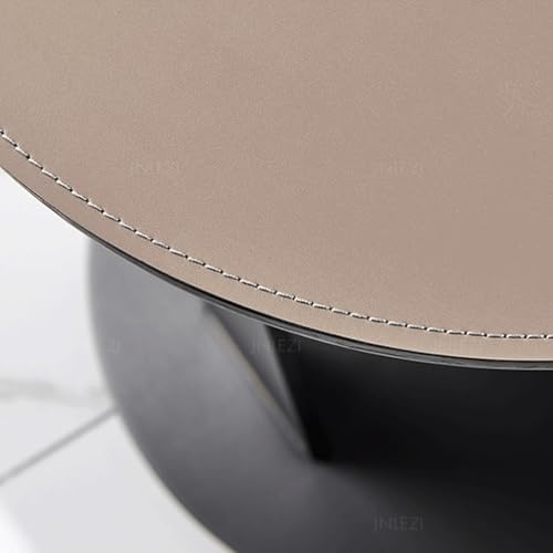 Mesa auxiliar de cuero en forma de c redonda pequeña para salón moderna 8