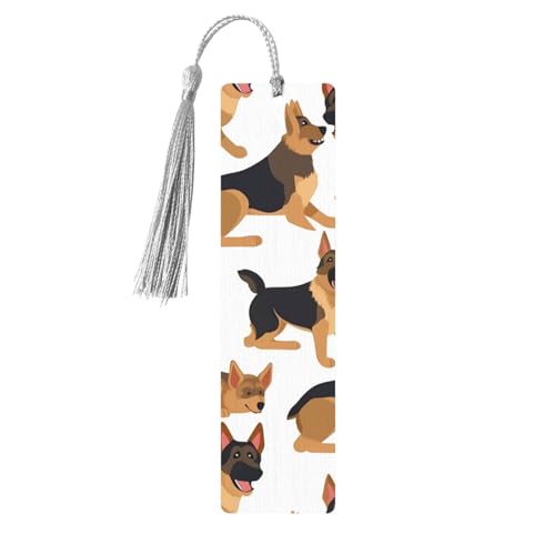 ジャーマンシェパード 木製しおり タッセルペンダント付き ユニーク ハンドメイド 木製 しおり ギフト クラフト ブックマーカー 本好き向け ページマーカー オーナメント 誕生日プレゼントに最適
