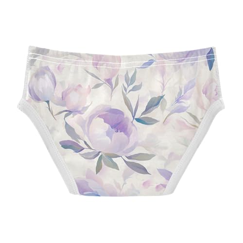 KLL Peonies Lilac Watercolor Ongrey Toddler Boys Pure Cotton Briefs Breathable Children Panties2