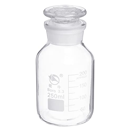 Bouteille graduée de laboratoire pour la maison flacon en verre 250mL PATIKIL avec bouchon