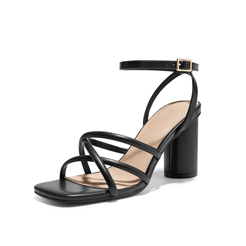 Arromic Women's Heeled Sandals - Chunky Block Heels, Strappy Square Open Toe Ankle Strap Dressy Party Wedding Prom Sandals for Women